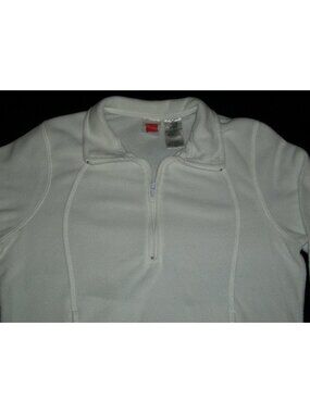 Hanes Women's Fleece Sweatshirt Size L White Zipper Collar Pockets